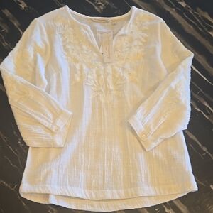 NWT Soft Surroundings Palatina Embroidered Blouse Top